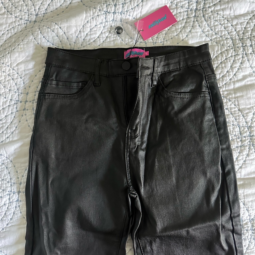 Nwt Edikted Black Leather Flare Pants